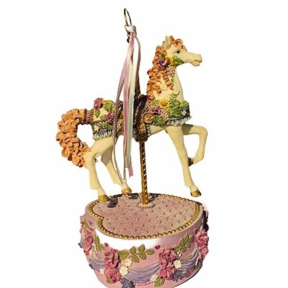 Carousel Horse figurine violet purple flower decor